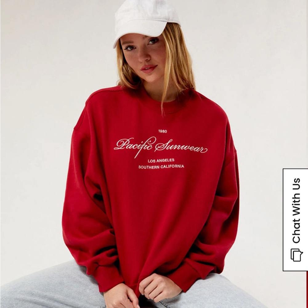 Pacsun Red Crew Neck Sweatshirt